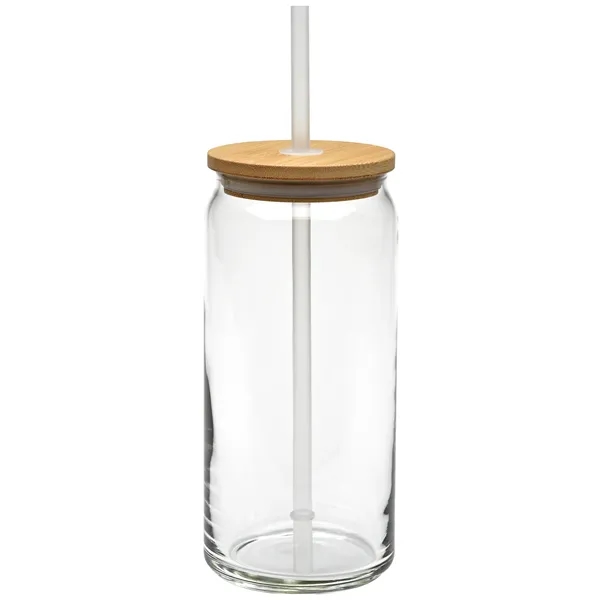 20 oz. Etched Tall Boy Glass with Bamboo Lid - 20 oz. Etched Tall Boy Glass with Bamboo Lid - Image 1 of 2