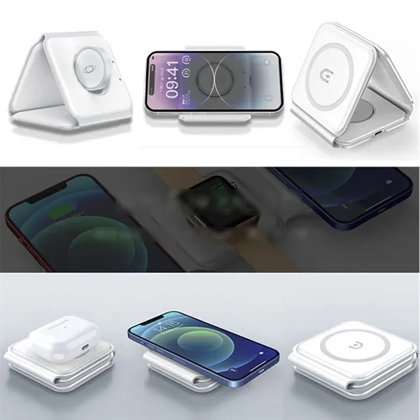 3 in 1 Portable Magnetic Desktop Foldable Wireless Charger - 3 in 1 Portable Magnetic Desktop Foldable Wireless Charger - Image 2 of 4