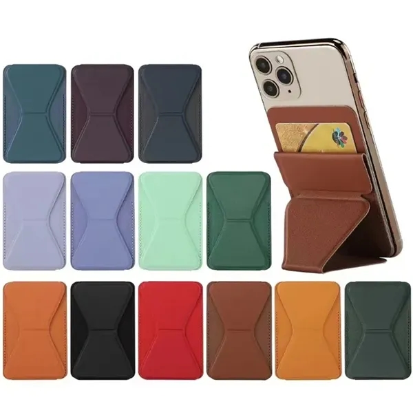 Magnetic Leather Phone Stand & Card Wallet - Magnetic Leather Phone Stand & Card Wallet - Image 0 of 4