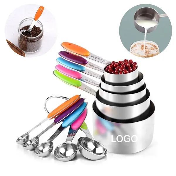 5 In 1 Measuring Cups And Spoons Set With Silicone Handles - 5 In 1 Measuring Cups And Spoons Set With Silicone Handles - Image 0 of 2