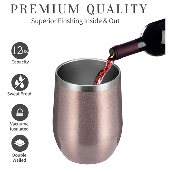 12 OZ Wine Tumbler with Lid and Straw - 12 OZ Wine Tumbler with Lid and Straw - Image 2 of 4