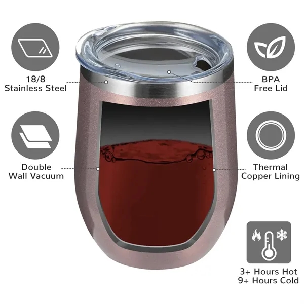 12 OZ Wine Tumbler with Lid and Straw - 12 OZ Wine Tumbler with Lid and Straw - Image 3 of 4