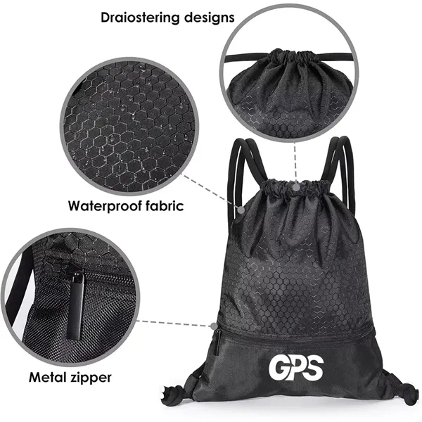 Waterproof Drawstring Backpack Sports Gym Bag - Waterproof Drawstring Backpack Sports Gym Bag - Image 2 of 2