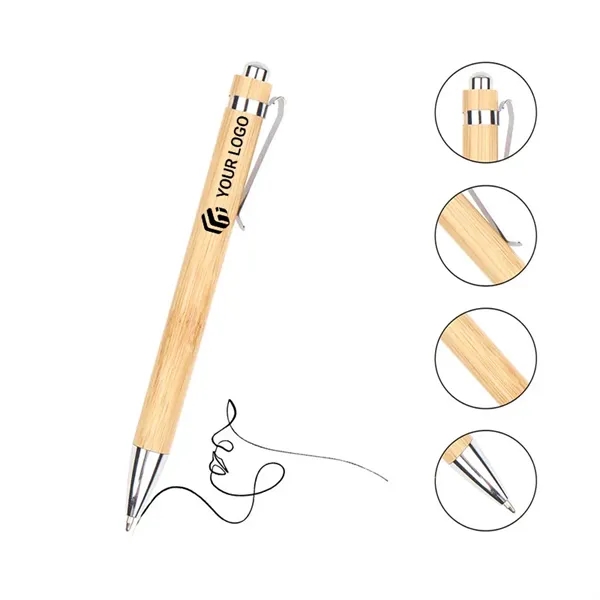 Metal hook bamboo wood handle touch head ballpoint pen - Metal hook bamboo wood handle touch head ballpoint pen - Image 0 of 4