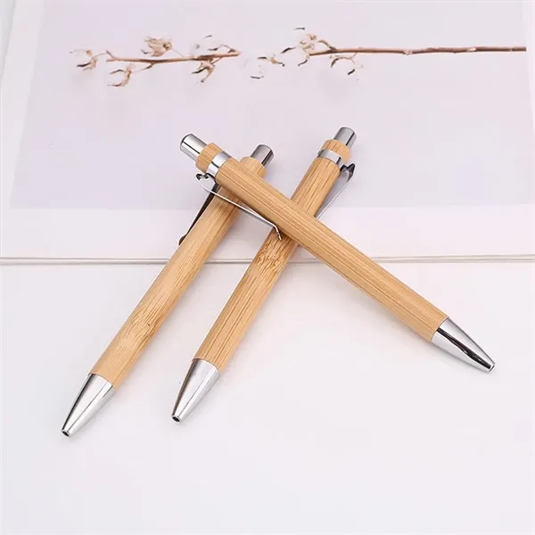 Metal hook bamboo wood handle touch head ballpoint pen - Metal hook bamboo wood handle touch head ballpoint pen - Image 3 of 4