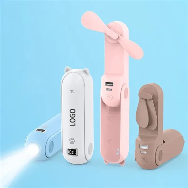 Personal Foldable Pocket Fan with Power Bank - Personal Foldable Pocket Fan with Power Bank - Image 0 of 5
