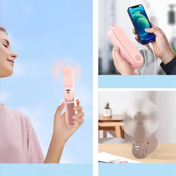Personal Foldable Pocket Fan with Power Bank - Personal Foldable Pocket Fan with Power Bank - Image 1 of 5