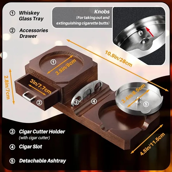 Wooden Ashtrays Whiskey Set - Wooden Ashtrays Whiskey Set - Image 2 of 3