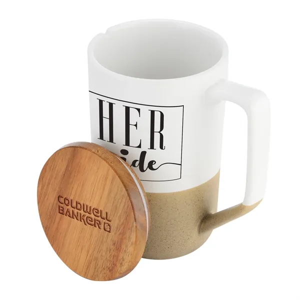 15 oz. Two Tone Ceramic Mug with wood Lid - 15 oz. Two Tone Ceramic Mug with wood Lid - Image 4 of 4