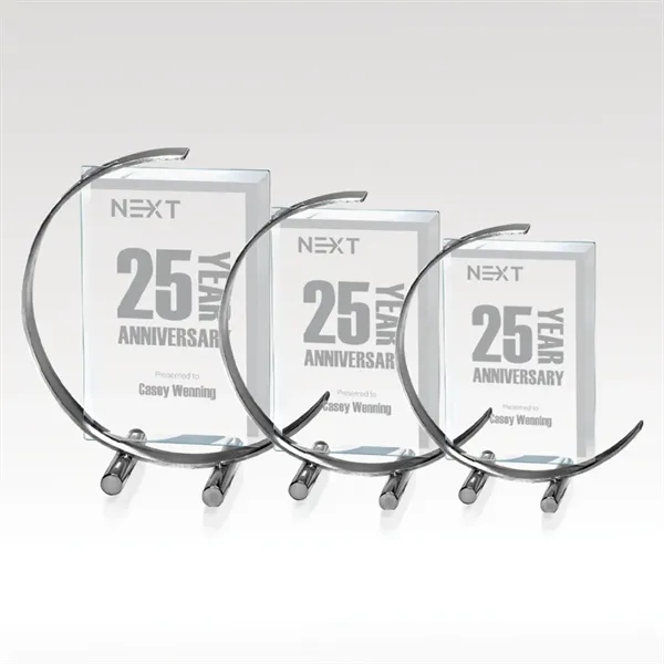 C-Note Stainless Steel Beveled Glass Award - Circular Design