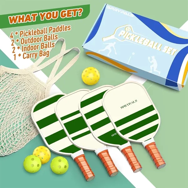 Pickleball Paddles Set with 4 Balls & 1 Bag - Pickleball Paddles Set with 4 Balls & 1 Bag - Image 6 of 17
