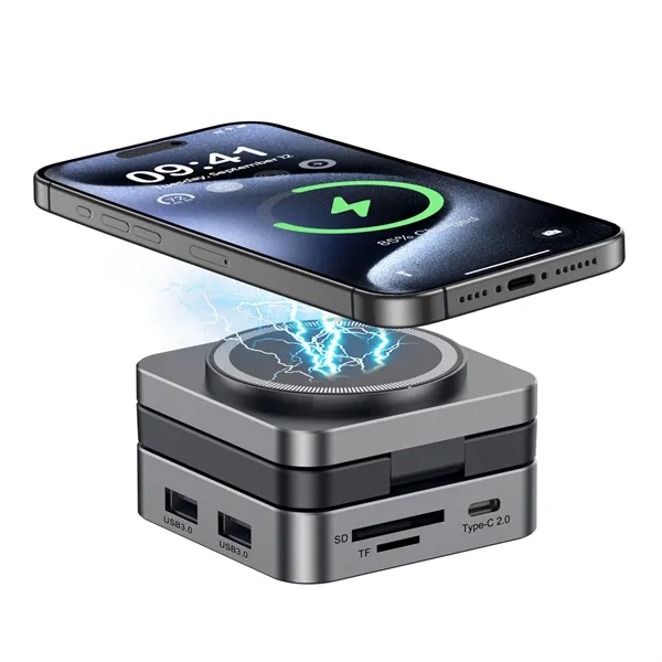 10-in-1 HUB Docking Station 15W Magnetic Wireless Charging - 10-in-1 HUB Docking Station 15W Magnetic Wireless Charging - Image 2 of 9