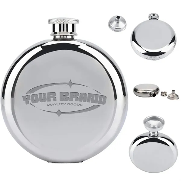 5Oz Portable Wine Whiskey Flasks Round Alcohol Bottle - 5Oz Portable Wine Whiskey Flasks Round Alcohol Bottle - Image 0 of 5