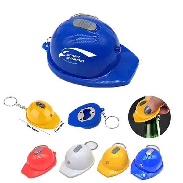 Mini Flashlight Bottle Opener Small Safety Hat Keychain - Mini Flashlight Bottle Opener Small Safety Hat Keychain - Image 0 of 4