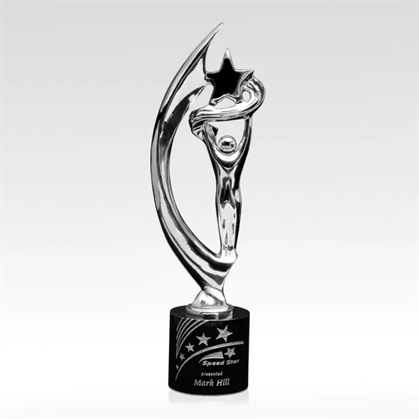 Chrome Sculpture Award on Black Stone Base - Triumph - Chrome Sculpture Award on Black Stone Base - Triumph - Image 0 of 0