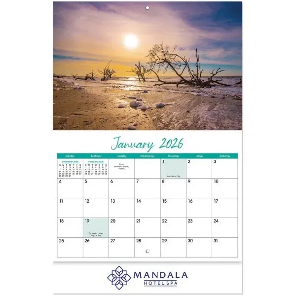 Beaches Stapled Wall Calendar