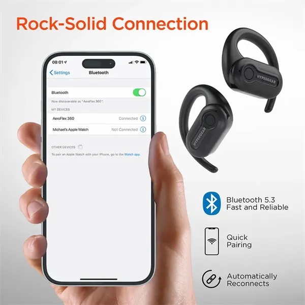 HyperGear AeroFlex 360 Open-Ear True Wireless Earbuds - HyperGear AeroFlex 360 Open-Ear True Wireless Earbuds - Image 6 of 9