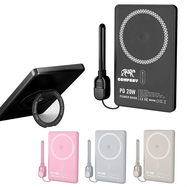 5000mAh Magnetic Portable Charger Power Bank with Stand - 5000mAh Magnetic Portable Charger Power Bank with Stand - Image 0 of 4