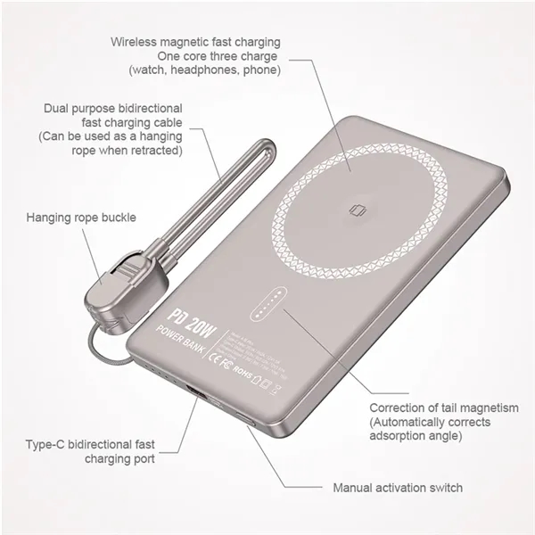 5000mAh Magnetic Portable Charger Power Bank with Stand - 5000mAh Magnetic Portable Charger Power Bank with Stand - Image 1 of 4