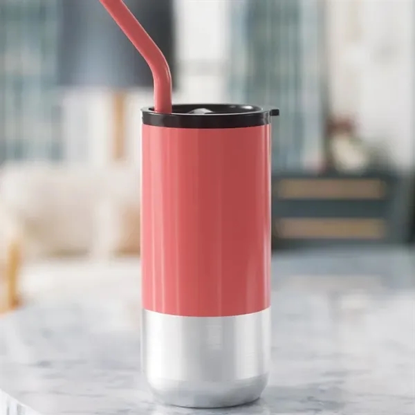 Stainless Steel Tumbler with Straw - Stainless Steel Tumbler with Straw - Image 4 of 5