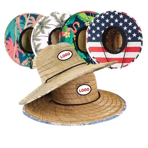 Customizable Straw Hat  Full Color Underbrim & Patch - Customizable Straw Hat  Full Color Underbrim & Patch - Image 0 of 2