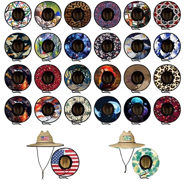 Customizable Straw Hat  Full Color Underbrim & Patch - Customizable Straw Hat  Full Color Underbrim & Patch - Image 1 of 2