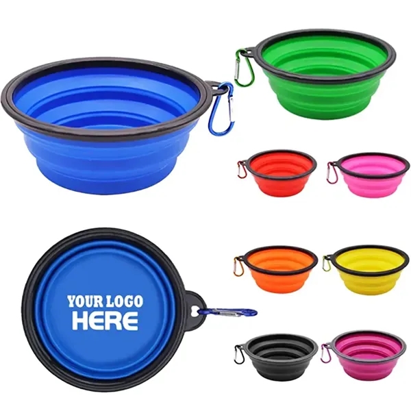 Collapsible Pet Dog Bowl With Carabiner - Collapsible Pet Dog Bowl With Carabiner - Image 0 of 5