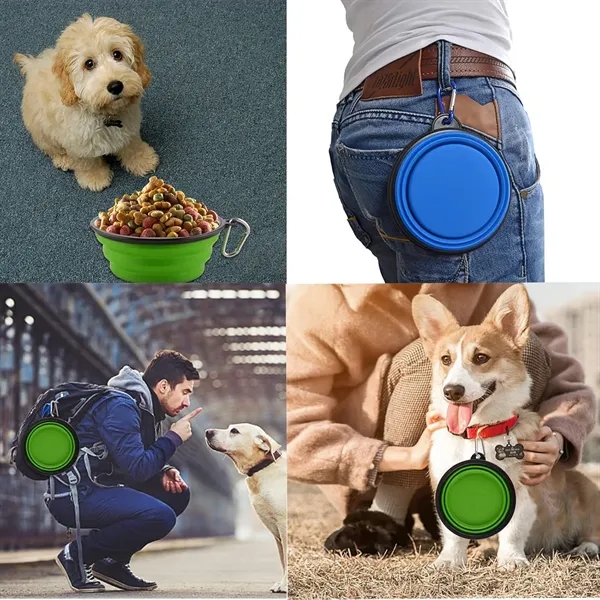 Collapsible Pet Dog Bowl With Carabiner - Collapsible Pet Dog Bowl With Carabiner - Image 3 of 5