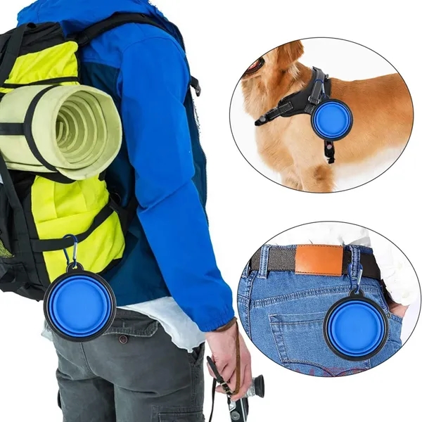Collapsible Pet Dog Bowl With Carabiner - Collapsible Pet Dog Bowl With Carabiner - Image 4 of 5