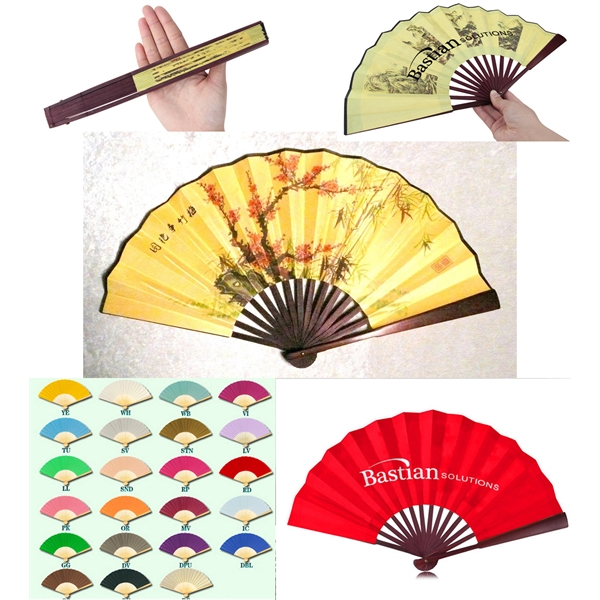 Traditional Bamboo Hand Fan - Premium Silky Fabric - Traditional Bamboo Hand Fan - Premium Silky Fabric - Image 4 of 5