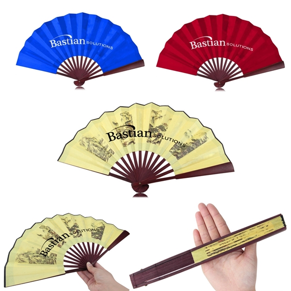 Traditional Bamboo Hand Fan - Premium Silky Fabric - Traditional Bamboo Hand Fan - Premium Silky Fabric - Image 5 of 5