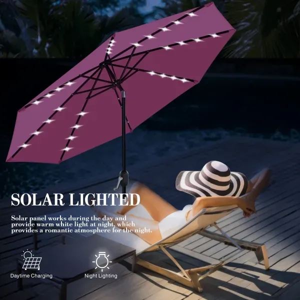 9' Patio Umbrella with Solar-powered LED Lights - 9' Patio Umbrella with Solar-powered LED Lights - Image 3 of 3