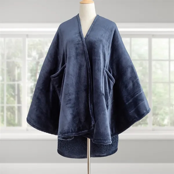 VelvetLoft Sherpa Wearable Throw - Navy Blazer - VelvetLoft Sherpa Wearable Throw - Navy Blazer - Image 2 of 5