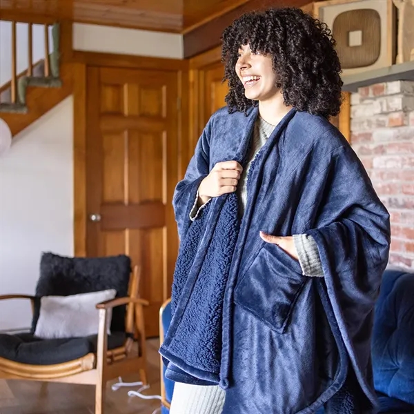 VelvetLoft Sherpa Wearable Throw - Navy Blazer - VelvetLoft Sherpa Wearable Throw - Navy Blazer - Image 1 of 5