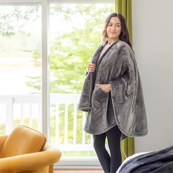 VelvetLoft Sherpa Wearable Throw - Smoke - VelvetLoft Sherpa Wearable Throw - Smoke - Image 0 of 4