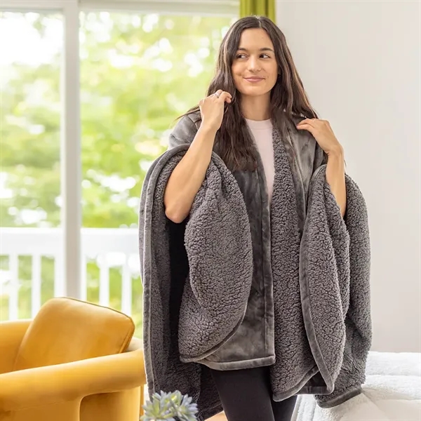 VelvetLoft Sherpa Wearable Throw - Smoke - VelvetLoft Sherpa Wearable Throw - Smoke - Image 2 of 4