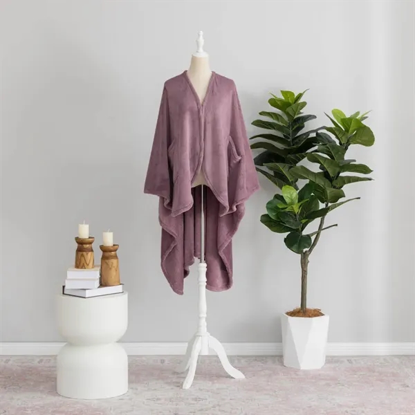 Berkshire PrimaLush Cape Wrap With Pockets- Plum Smoke - Berkshire PrimaLush Cape Wrap With Pockets- Plum Smoke - Image 6 of 6