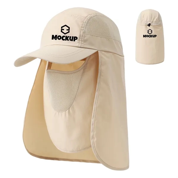 UPF 50+ Polyester Adjustable Fishing Hat with Face Neck Flap - UPF 50+ Polyester Adjustable Fishing Hat with Face Neck Flap - Image 0 of 5