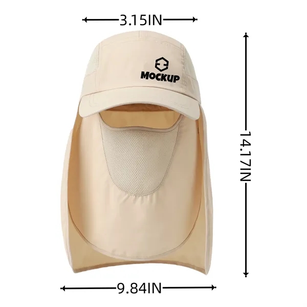 UPF 50+ Polyester Adjustable Fishing Hat with Face Neck Flap - UPF 50+ Polyester Adjustable Fishing Hat with Face Neck Flap - Image 1 of 5