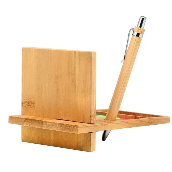 Bamboo Desk Organizer with Phone Stand and Sticky Notes - Bamboo Desk Organizer with Phone Stand and Sticky Notes - Image 3 of 4