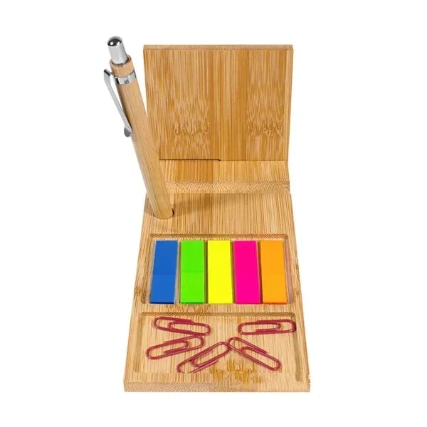 Bamboo Desk Organizer with Phone Stand and Sticky Notes - Bamboo Desk Organizer with Phone Stand and Sticky Notes - Image 4 of 4