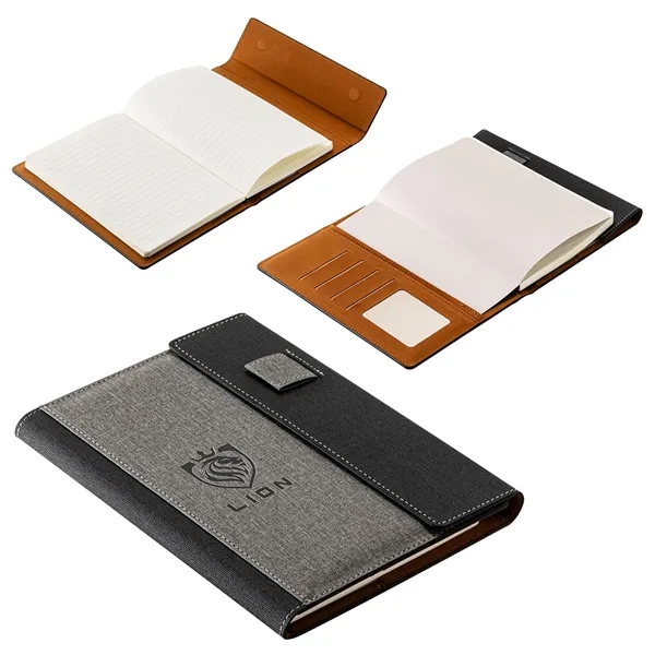 Folio Refillable Hardcover Journal with Card Pockets and Mag