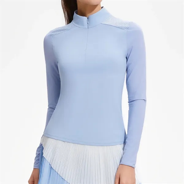 Women's Breathable Long-Sleeve Golf Polo - Women's Breathable Long-Sleeve Golf Polo - Image 1 of 5