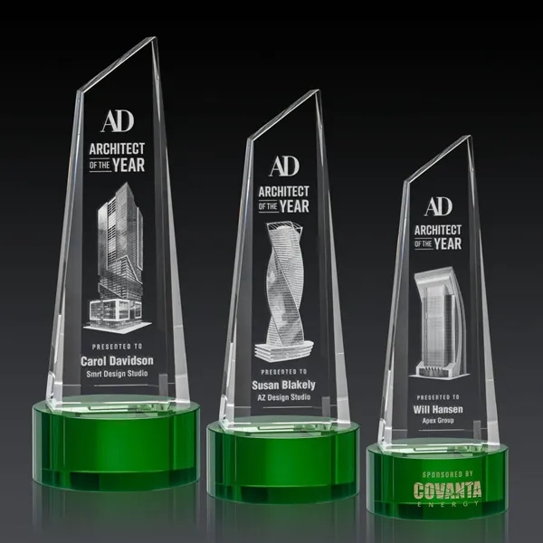 Akron Tower 3D Award on Base - Green - Akron Tower 3D Award on Base - Green - Image 0 of 3