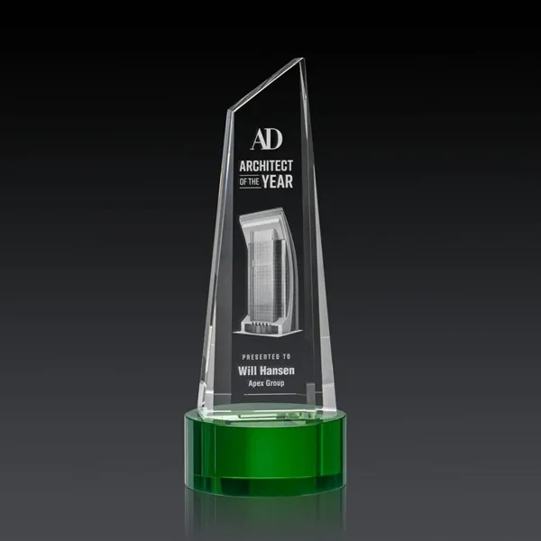 Akron Tower 3D Award on Base - Green - Akron Tower 3D Award on Base - Green - Image 1 of 3