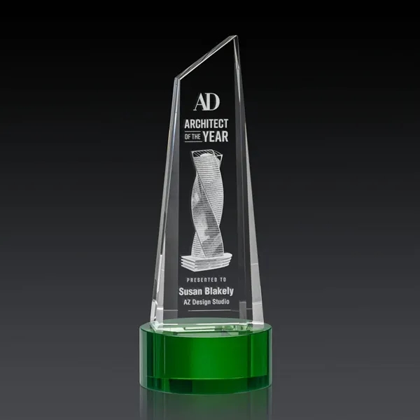 Akron Tower 3D Award on Base - Green - Akron Tower 3D Award on Base - Green - Image 2 of 3
