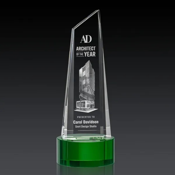 Akron Tower 3D Award on Base - Green - Akron Tower 3D Award on Base - Green - Image 3 of 3