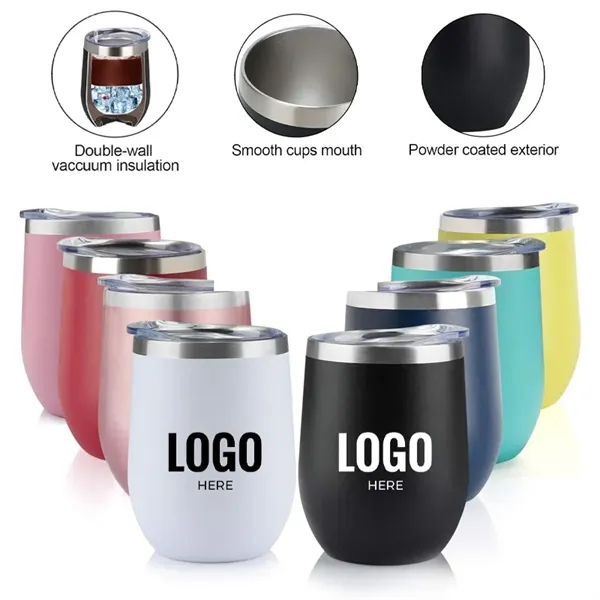 12Oz Stainless Steel Stemless Wine Glasses - 12Oz Stainless Steel Stemless Wine Glasses - Image 0 of 4