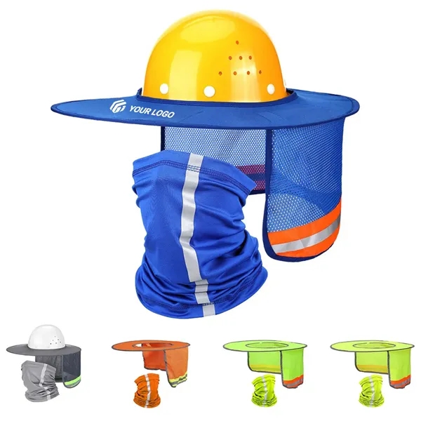 Reflective full brim mesh hard hat sun shade neck gaiter - Reflective full brim mesh hard hat sun shade neck gaiter - Image 0 of 4