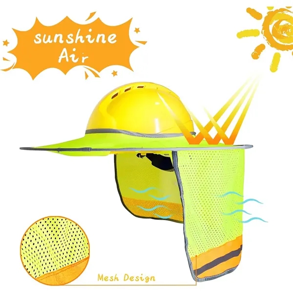 Reflective full brim mesh hard hat sun shade neck gaiter - Reflective full brim mesh hard hat sun shade neck gaiter - Image 3 of 4